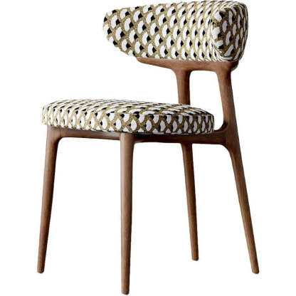 Retro Arc Fabric Wood Armless Dining Chair