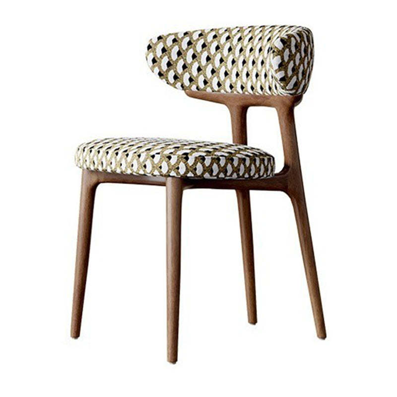 Retro Arc Fabric Wood Armless Dining Chair