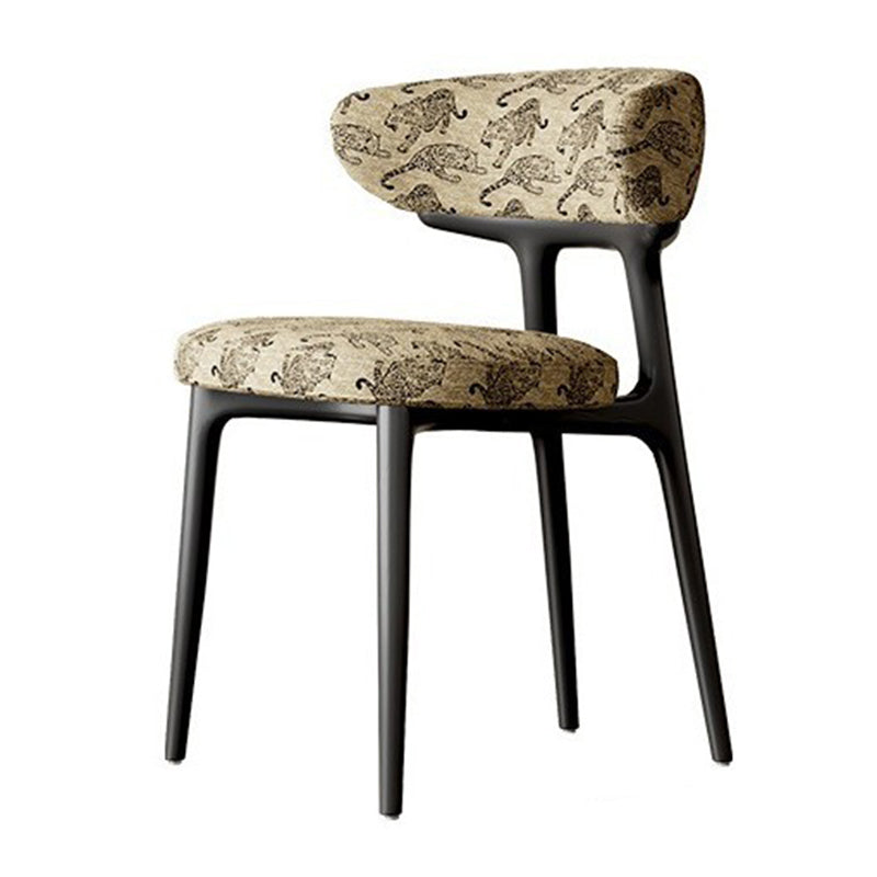 Retro Arc Fabric Wood Armless Dining Chair