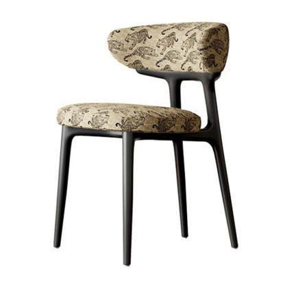 Retro Arc Fabric Wood Armless Dining Chair