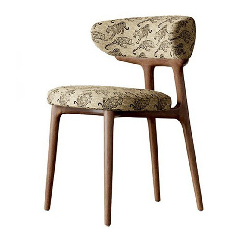 Retro Arc Fabric Wood Armless Dining Chair