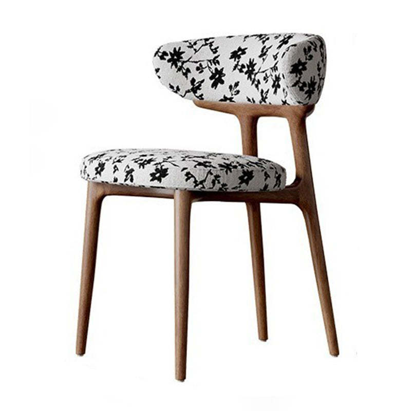 Retro Arc Fabric Wood Armless Dining Chair