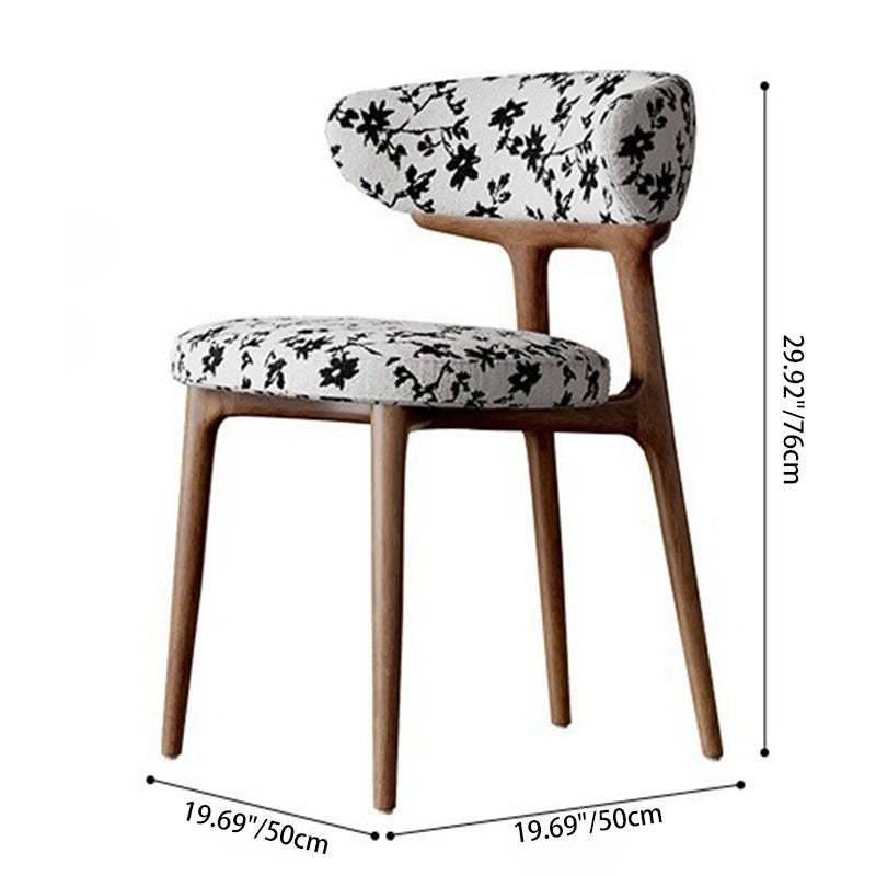 Retro Arc Fabric Wood Armless Dining Chair — Walnut Color / A