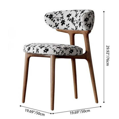 Retro Arc Fabric Wood Armless Dining Chair — Walnut Color / A