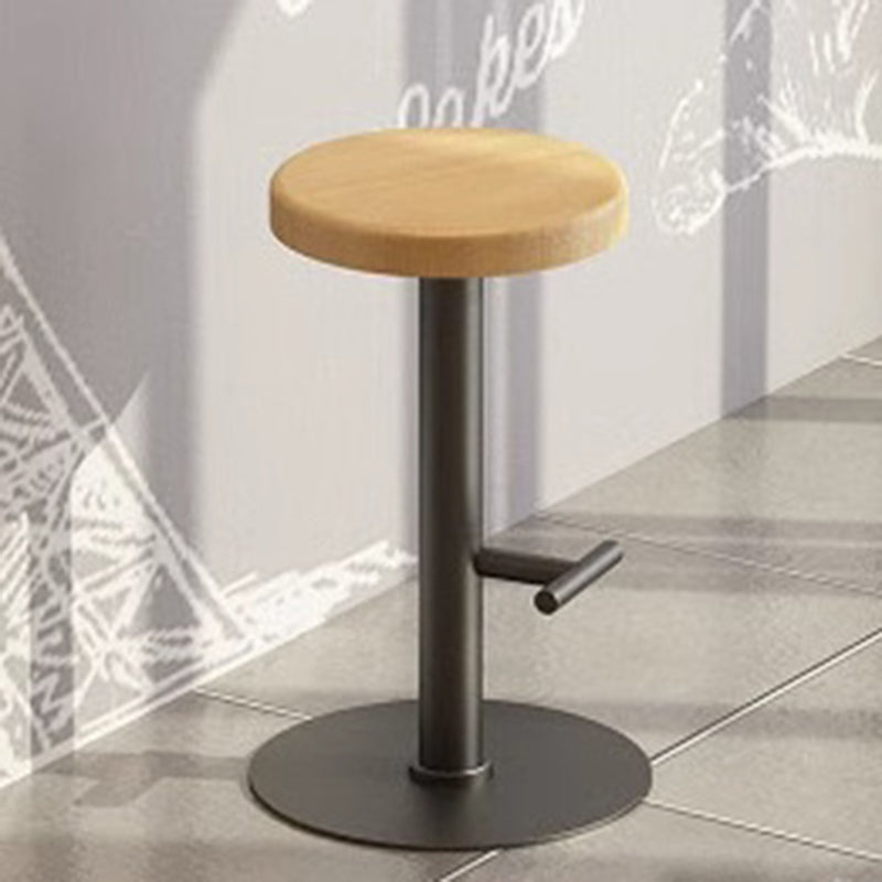 Minimalist Wood Iron Backless Bar Stool