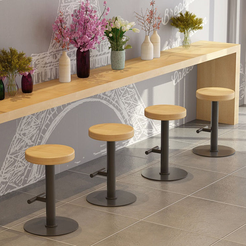 Minimalist Wood Iron Backless Bar Stool