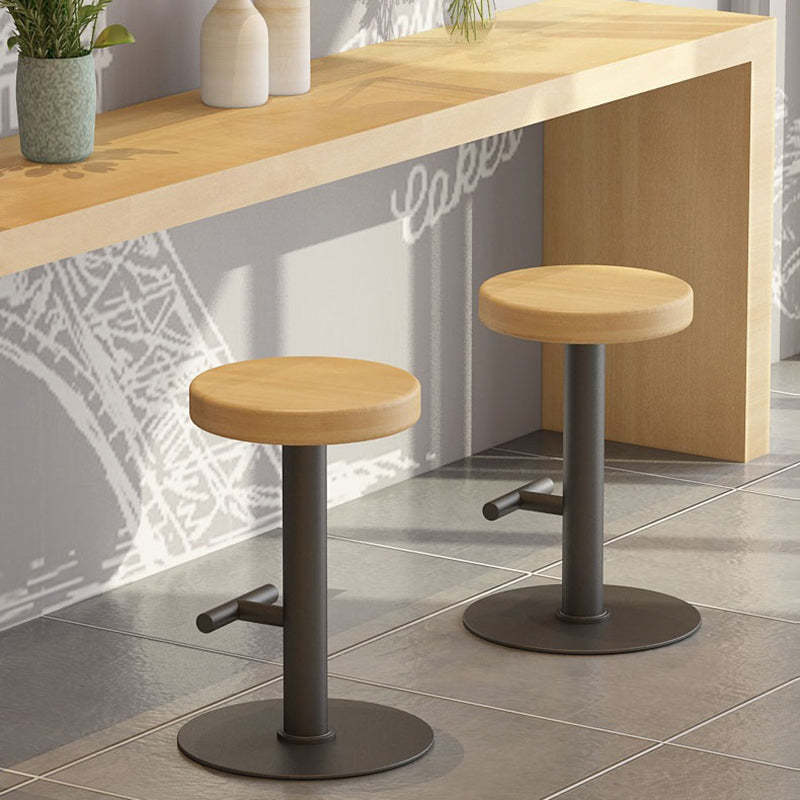 Minimalist Wood Iron Backless Bar Stool