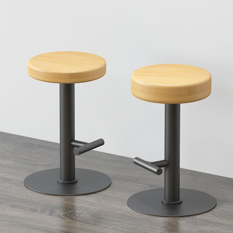 Minimalist Wood Iron Backless Bar Stool