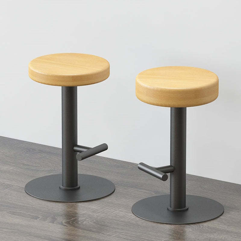 Minimalist Wood Iron Backless Bar Stool