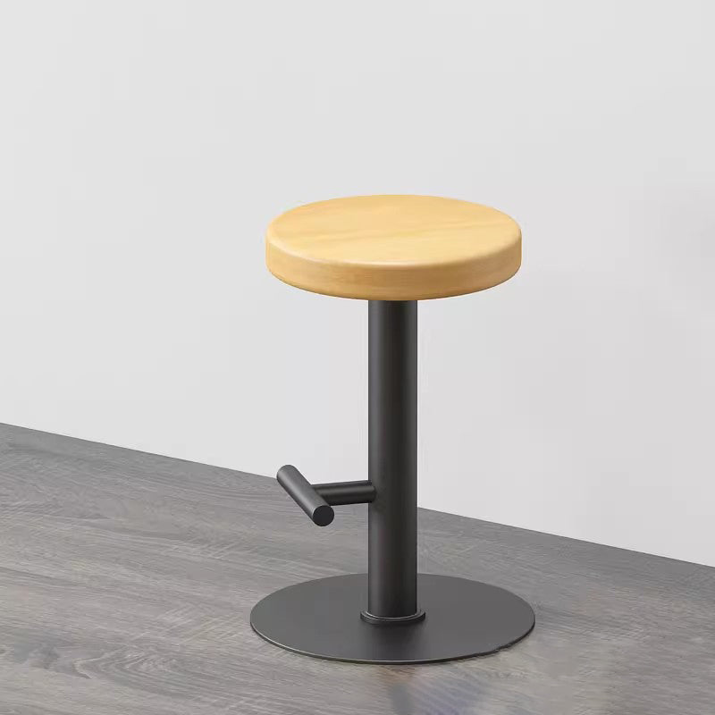 Minimalist Wood Iron Backless Bar Stool