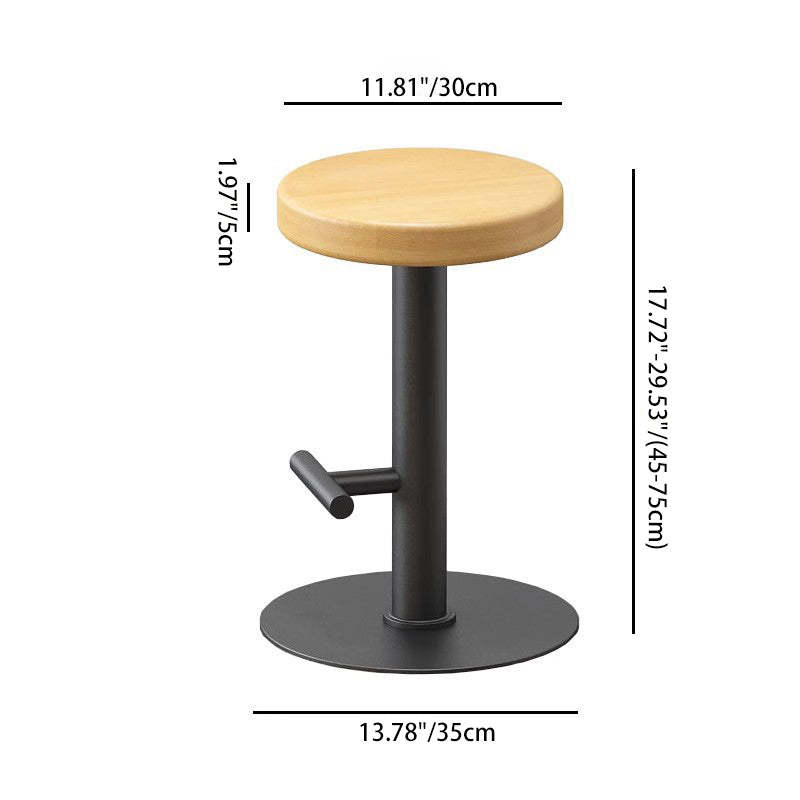 Minimalist Wood Iron Backless Bar Stool