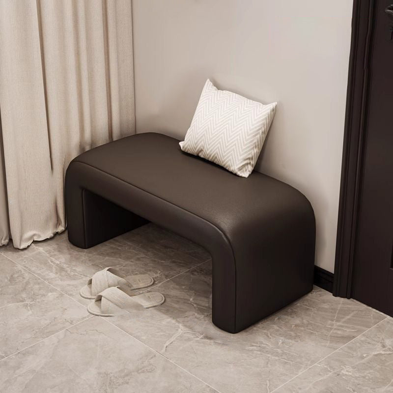 Minimalist Geometry PU Lambswool Wood Footstool