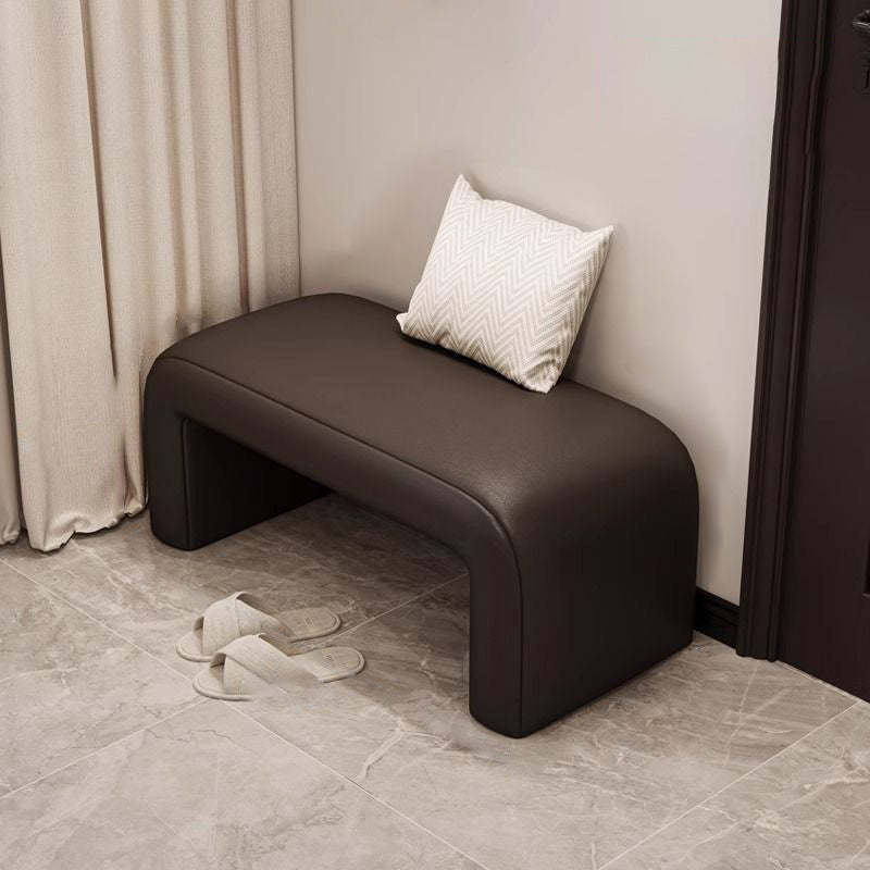 Minimalist Geometry PU Lambswool Wood Footstool