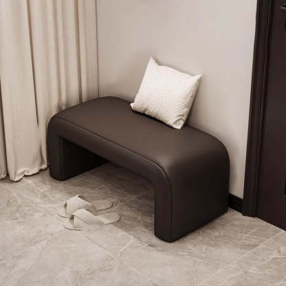 Minimalist Geometry PU Lambswool Wood Footstool