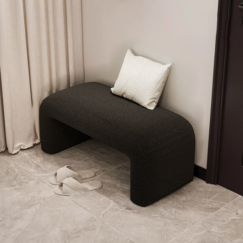 Minimalist Geometry PU Lambswool Wood Footstool