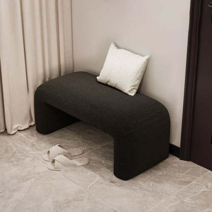 Minimalist Geometry PU Lambswool Wood Footstool
