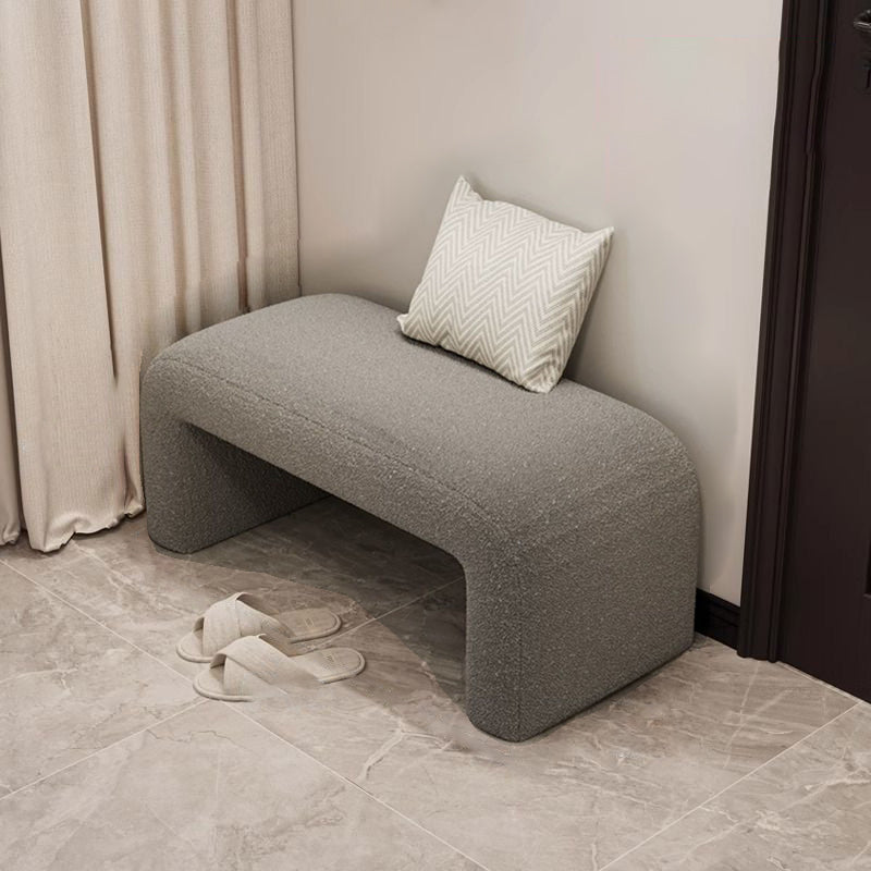 Minimalist Geometry PU Lambswool Wood Footstool — Black / Lambswool