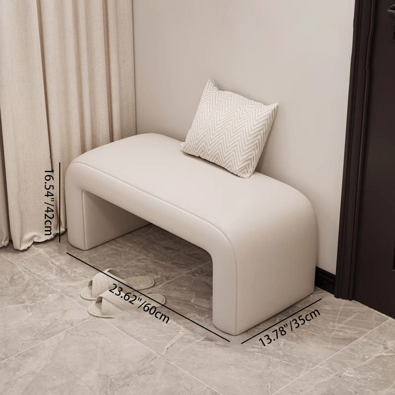 Minimalist Geometry PU Lambswool Wood Footstool — Gray / Lambswool