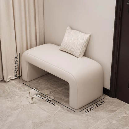 Minimalist Geometry PU Lambswool Wood Footstool — Gray / Lambswool
