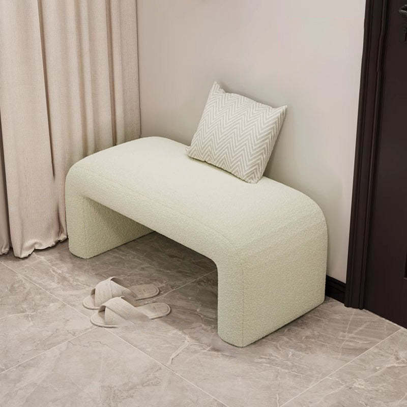 Minimalist Geometry PU Lambswool Wood Footstool — Gray / PU