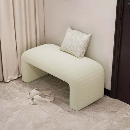 Minimalist Geometry PU Lambswool Wood Footstool — Gray / PU