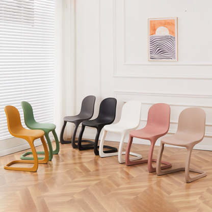 Nordic Arc Geometric Macaron Dining Chair — Yellow