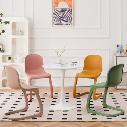 Nordic Arc Geometric Macaron Dining Chair — Green