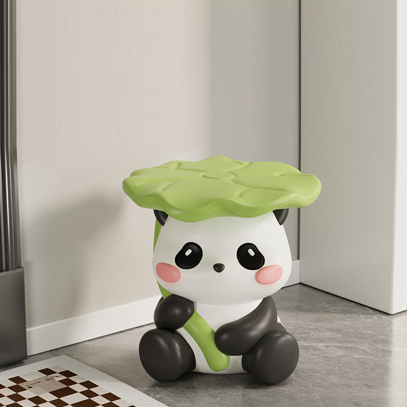 Contemporary Lotus-Leaf Panda Backless Footstool