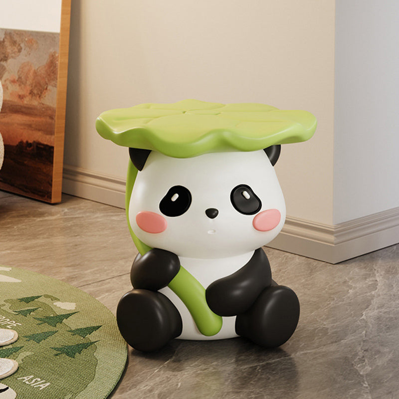 Contemporary Lotus-Leaf Panda Backless Footstool — Green