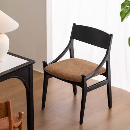 Retro Arc Upholstered Fabric Ash Armless Dining Chair — Black