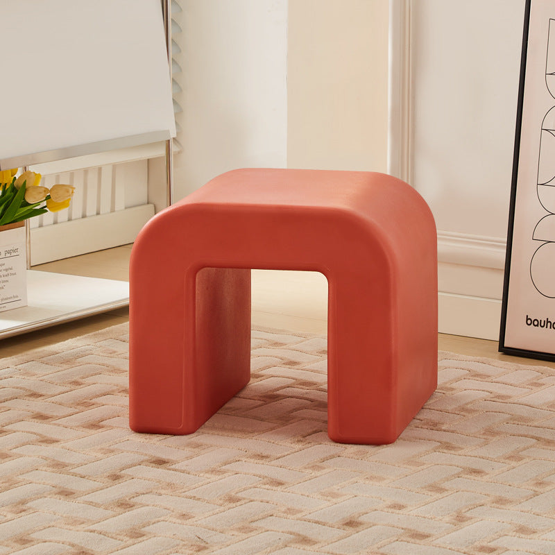 Contemporary Geometric Backless Low Stool
