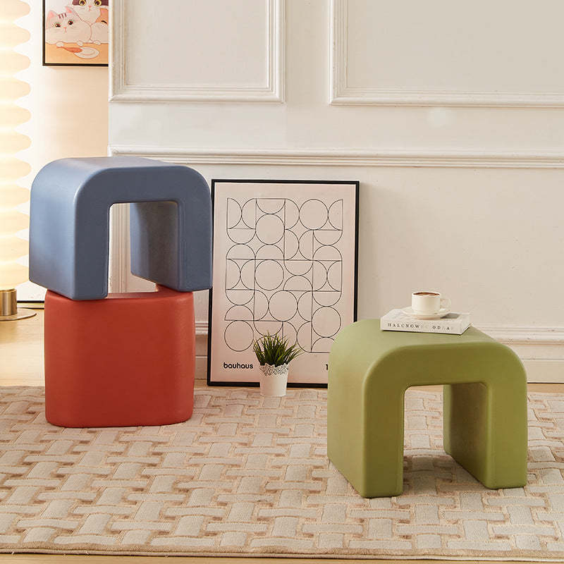 Contemporary Geometric Backless Low Stool
