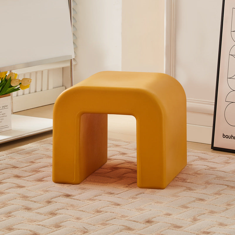 Contemporary Geometric Backless Low Stool