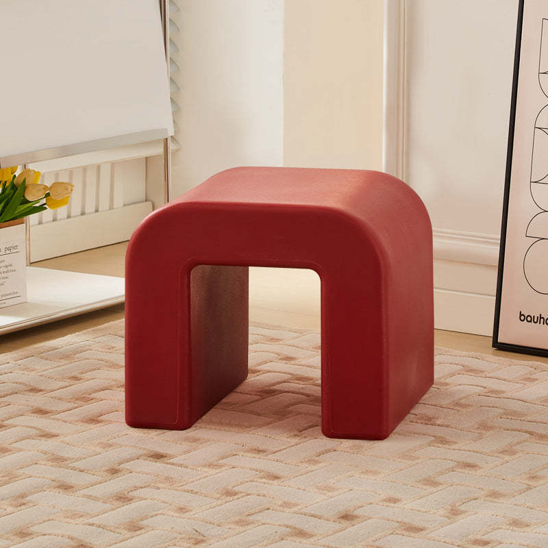 Contemporary Geometric Backless Low Stool