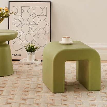 Contemporary Geometric Backless Low Stool