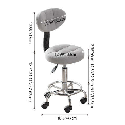 Nordic Round Wax Leather Carbon Steel Swivel Desk Chair — Black - Wax Leather
