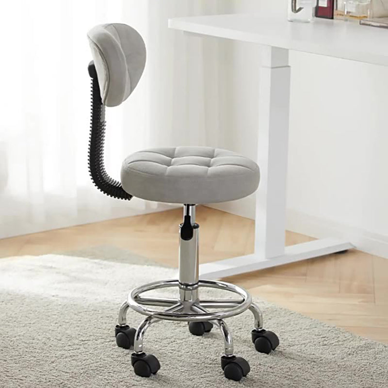 Nordic Round Wax Leather Carbon Steel Swivel Desk Chair