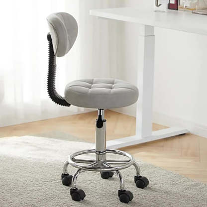 Nordic Round Wax Leather Carbon Steel Swivel Desk Chair