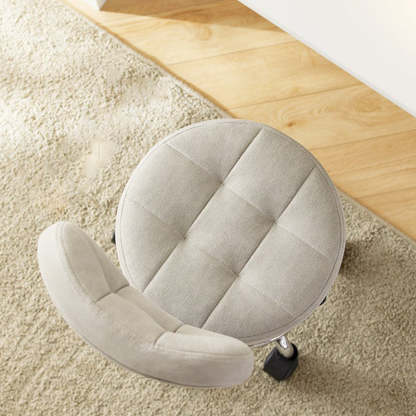 Nordic Round Wax Leather Carbon Steel Swivel Desk Chair