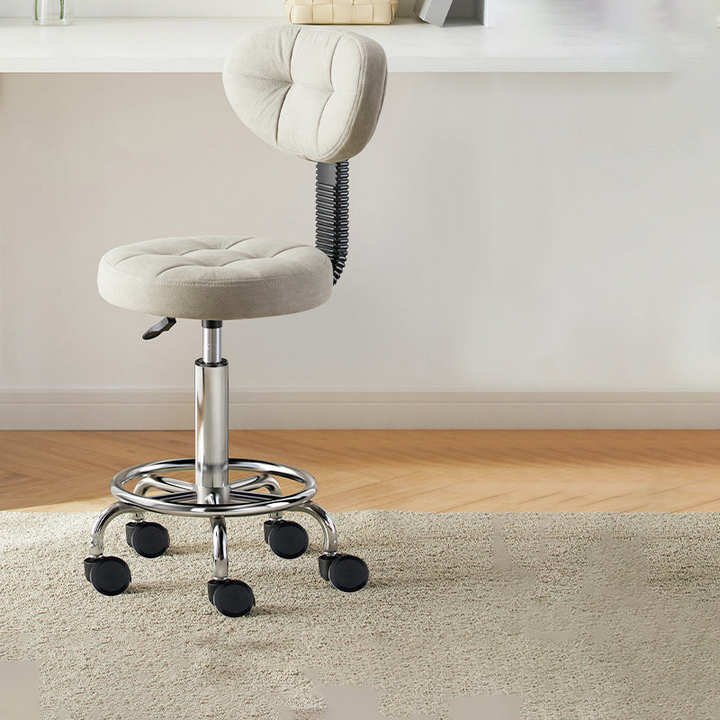 Nordic Round Wax Leather Carbon Steel Swivel Desk Chair