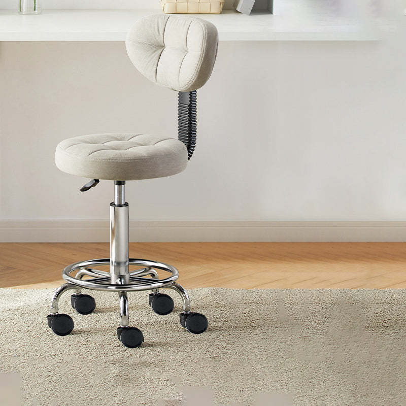Nordic Round Wax Leather Carbon Steel Swivel Desk Chair