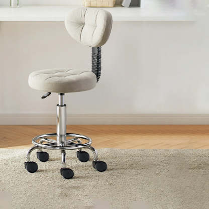 Nordic Round Wax Leather Carbon Steel Swivel Desk Chair