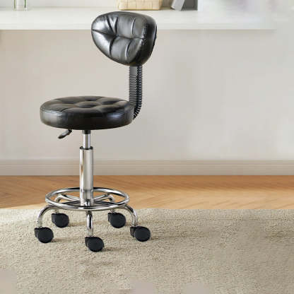 Nordic Round Wax Leather Carbon Steel Swivel Desk Chair
