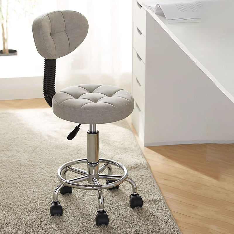 Nordic Round Wax Leather Carbon Steel Swivel Desk Chair — Light Gray - Technical Fabric