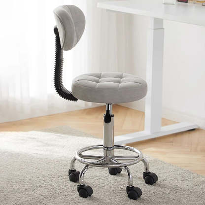 Nordic Round Wax Leather Carbon Steel Swivel Desk Chair
