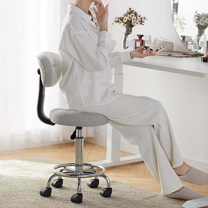 Nordic Round Wax Leather Carbon Steel Swivel Desk Chair