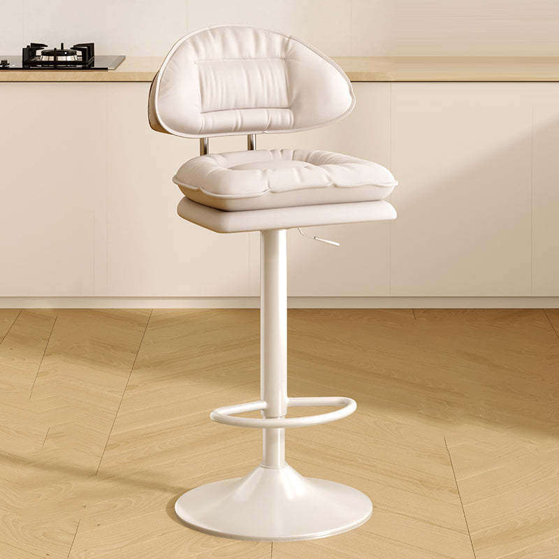 Minimalist Upholstered Leather Steel Armrest Bar Stool