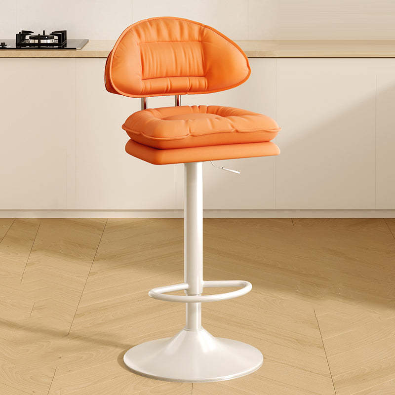 Gray leather armrest upholstered bar & counter stools - minimalist — Orange