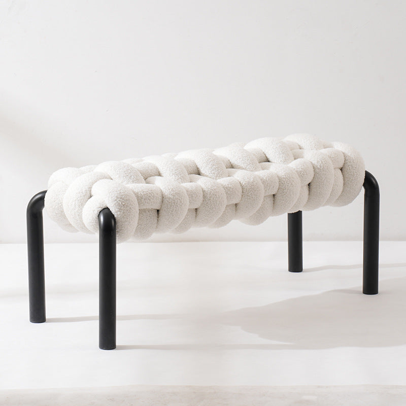 Nordic Rectangle Lambswool Backless Armless Bench