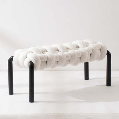 Nordic Rectangle Lambswool Backless Armless Bench